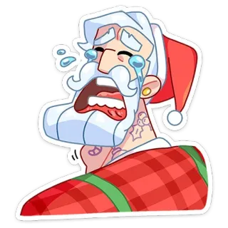 😭 Santa Claus Santa, Navidad, llorando, triste, fiesta, tatuaje, piercing telegram sticker