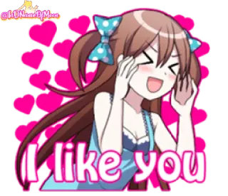 ❤️ I like you Аниме, Любовь, Каваий, Милый, Сердечки, Нежность, Девушка whatsapp sticker