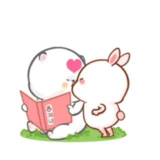 😘 내욕아 niedźwiedź, królik, miłość, słodki, czytanie, zwierzę whatsapp sticker