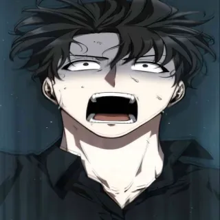 😨 anime, scared, shocked, man, emotional whatsapp sticker