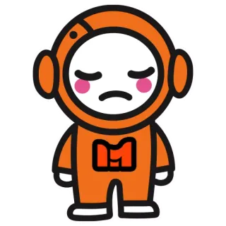 😔 宇宙飛行士, 漫画, 悲しい, かわいい, 宇宙, オレンジ telegram sticker
