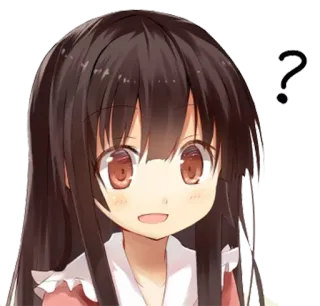 🤔 anime, girl, question mark, confused, cute, cartoon, brown hair telegram sticker