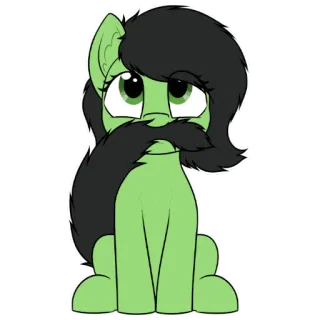 🇹🇼 小马, 胡子, 绿色, 卡通, 动物, 贴纸 telegram sticker