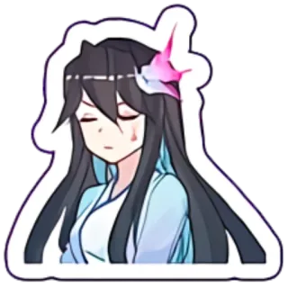 😞 dziewczyna anime, płacz, kawaii, smutny, manga, naklejka telegram sticker