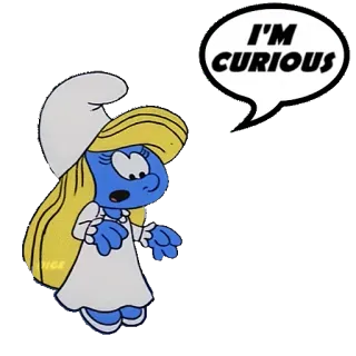 ❓ Smurfette The Smurfs I'M CURIOUS puffo, curioso, cartone animato, femmina, puffetta telegram sticker