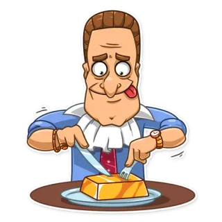 🍮 desenho animado, comida, homem, comendo, sobremesa telegram sticker