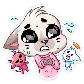 😰 Cartoon, Tier, Teufel, Engel, Süß, Schwitzend whatsapp sticker