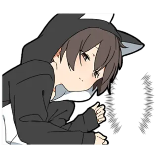 💁‍♂ Аниме, Парень, Мультфильм, Персонаж, Кот, Толстовка telegram sticker
