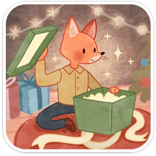 ❄️ lis, zwierzę, prezent, upominek, święto, boże narodzenie, zima telegram sticker