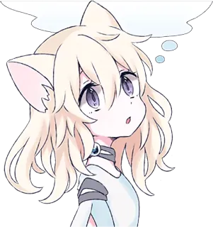 🤔 Katzenmädchen, Anime, Manga, Kawaii, Süß, Denkend telegram sticker