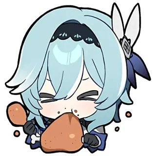❄️ Eula Genshin Impact Eula, Genshin Impact, Anime, Video Game, Cute, Eating, Chicken telegram sticker