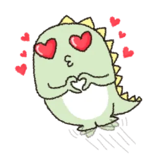 😍 dinosaurio, amor, corazones, lindo, dibujos animados, beso, cariño telegram sticker