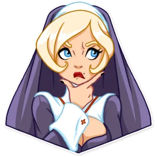 🤔 nun, blonde, cartoon, religious, sexy telegram sticker