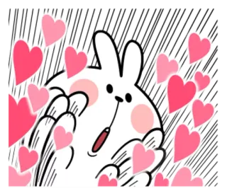 😍 coniglio, amore, cuore, carino, cartone animato, animale, felice, affetto whatsapp sticker