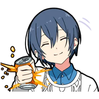 🍺 Anime, Chico, Refresco, Bebida, Naranja, Dibujo animado, Personaje telegram sticker