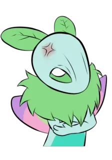 😡 dessin animé, vert, en colère, plante, personnage whatsapp sticker