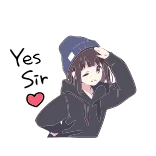 π Yes Sir Anime, Gadis, Beanie, Hati, Siap, Imut telegram sticker