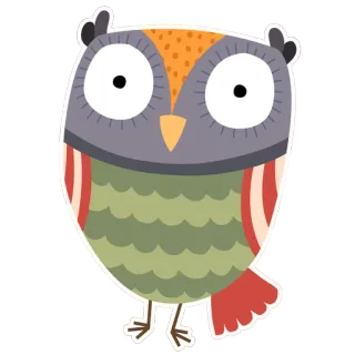 😲 sowa, ptak, zwierzę, słodki, kreskówka, naklejka telegram sticker