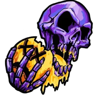 😄 Schädel, Lila, Gelb, Skelett, Gruselig, Tot telegram sticker