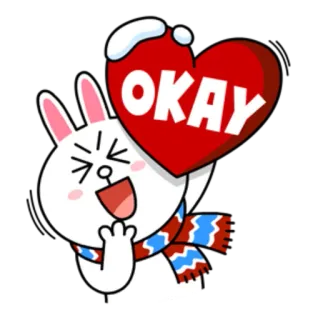 👍 OKAY กระต่าย, หัวใจ, โอเค, น่ารัก, สติกเกอร์ telegram sticker