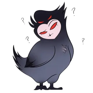 😐 Stolas Helluva Boss burung hantu, iblis, pangeran, kartun, bingung, helluvaboss telegram sticker