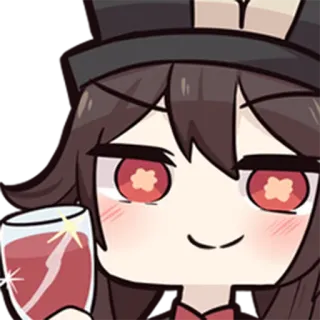 🍷 Hu Tao Genshin Impact อนิเมะ, วิดีโอเกม, หูเถา, เก็นชินอิมแพ็ก, น่ารัก, เครื่องดื่ม, หมวก telegram sticker