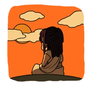 🌅 日落, 云, 人, 坐, 剪影 telegram sticker