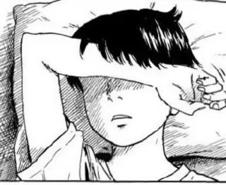 😞 assonnato, stanco, persona, disegno, illustrazione, manga telegram sticker