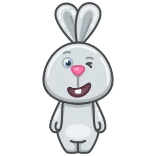 😉 卡通兔子, 兔子, 动物, 可爱, 眨眼 telegram sticker