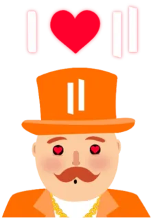 ❤️ I (heart) II love, heart, orange, character, emoji, top hat telegram sticker
