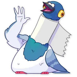 👋 การ์ตูน, นก, นกพิราบ, ตัวละคร, ภาพประกอบ telegram sticker