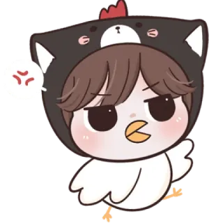 😼 sticker, cartoon, wütend, huhn, niedlich, chibi, junge telegram sticker