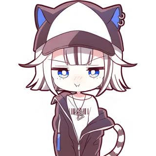 😤 cô gái anime, tai mèo, dễ thương, kawaii, sticker telegram sticker