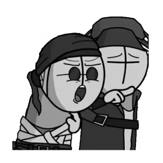 😠 folie, combat, animation, personnages, niveaux de gris, mème telegram sticker