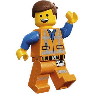 😀 Emmet Brickowski The Lego Movie Lego, Emmet, Operaio edile, Minifigure, The Lego Movie, Personaggio animato telegram sticker