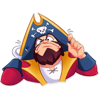 😤 Pirat, Cartoon, Figur, Schädel, Hut telegram sticker