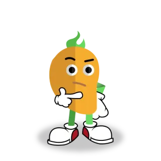 👉 mango, fruit, cartoon, character, thinking telegram sticker
