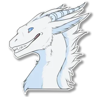 😁 Dragão, Dragão branco, Dragão de gelo, Fantasia, Criatura, Mítico, Ilustração telegram sticker