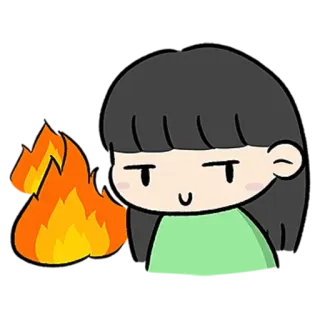 😺 dessin animé, fille, feu, suffisant, mignon, gribouillage telegram sticker