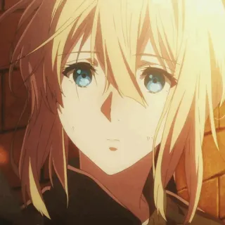 ✨ Violet Evergarden anime, chân dung, tóc vàng, mắt xanh, nhân vật telegram sticker