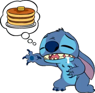 😣 Stitch สติทช์, แพนเค้ก, อาหาร, การ์ตูน, หิว telegram sticker