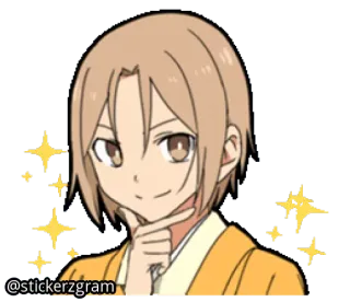🤔 @stickerzgram Anime, Dibujos animados, Personaje, Brillos, Lindo, Chico telegram sticker