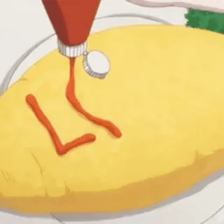 ❤️ L Omurice, Ketchup, Cibo, Lettera L, Anime telegram sticker