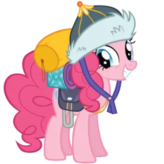 💠 Pinkie Pie My Little Pony Пинки Пай, пони, мультфильм, путешествия, шляпа, рюкзак telegram sticker