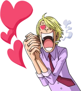 😍 Sanji One Piece ซันจิ, วันพีซ, อนิเมะ, มังงะ, ตาเป็นรูปหัวใจ, ความรัก, ตื่นเต้น telegram sticker
