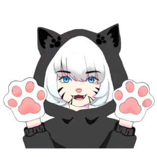 😺 Аниме, Кот, Каваий, Толстовка, Милый, Девушка, Манга telegram sticker