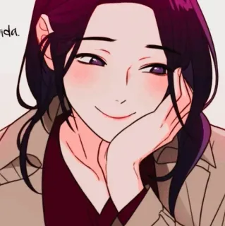 🙂 женщина, иллюстрация, портрет, ухмылка, аниме, манга telegram sticker