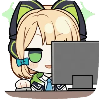 ๐ anime, cartoon, computer, cute, chibi, sticker telegram sticker