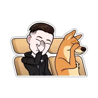 🤦‍♂ imbarazzo, cane, meme, viaggio in auto, cartone animato, illustrazione telegram sticker