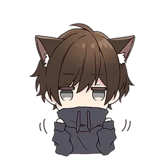 😌 Аниме, Кошачьи ушки, Милый, Чиби, Котомальчик telegram sticker